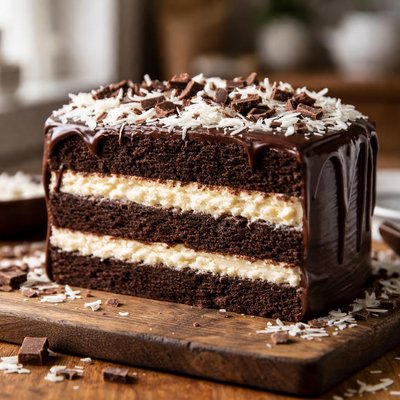 Chocolate coconut creme cake