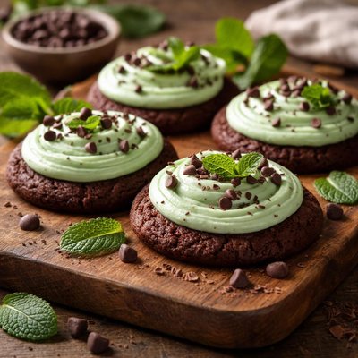 Chocolate cookie with mint frosting