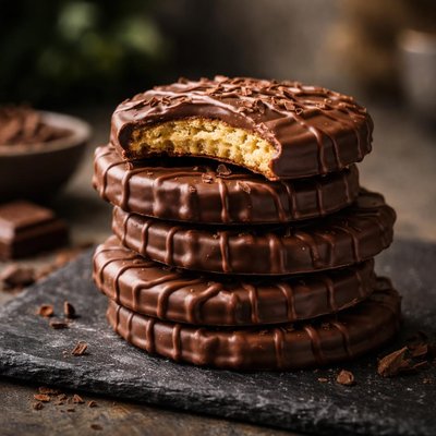 Chocolate covered waffle cookie