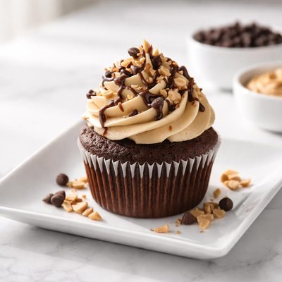 Chocolate cupcake with peanut butter frosting