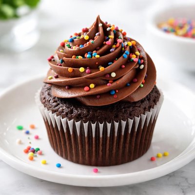Chocolate cupcake with sprinkles