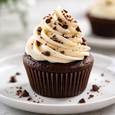Chocolate cupcake with vanilla frosting