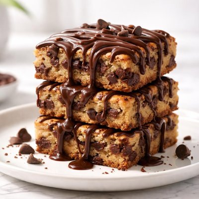 Chocolate drizzled dessert