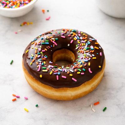 Chocolate frosted donut from dunkin donuts
