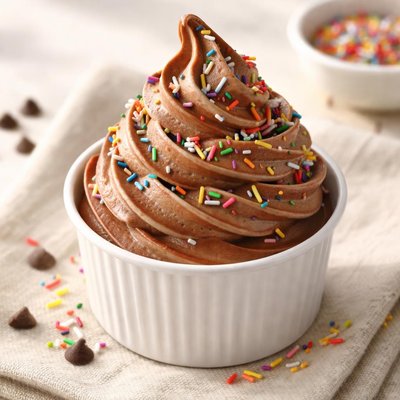 Chocolate frozen yogurt with sprinkles