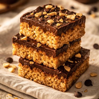 Chocolate peanut butter puffed rice treat
