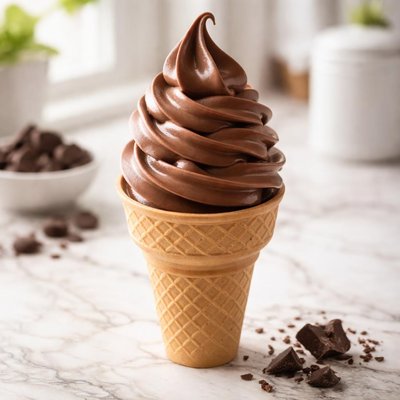 Chocolate soft serve cone