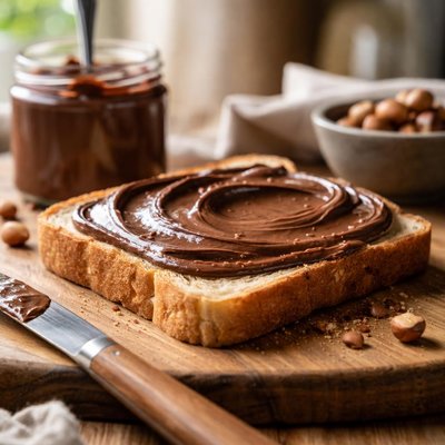 Chocolate spread on toast