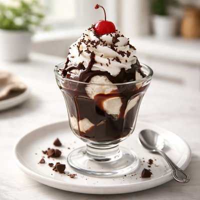 Chocolate sumday with whip cream