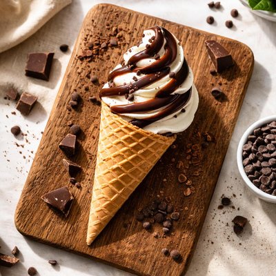 Chocolate vanilla ice cream swirl