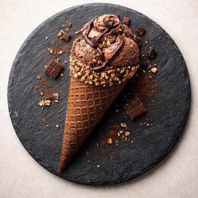Chocolate waffle cone