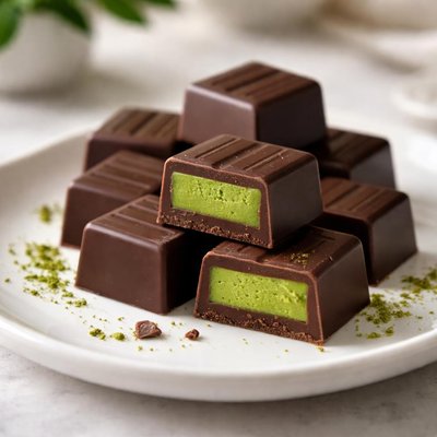 Chocolate with matcha filling