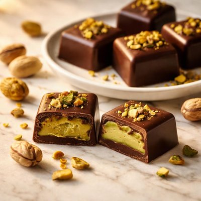 Chocolate with pistachio filling
