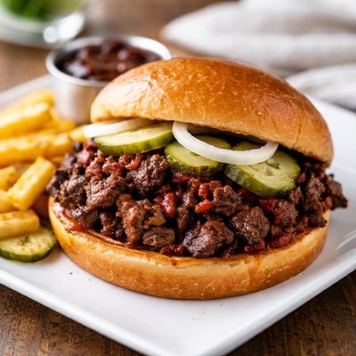 Chopped beef sandwich