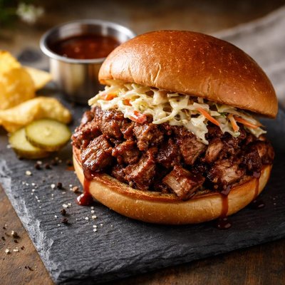 Chopped brisket sandwich