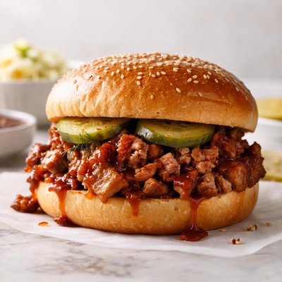 Chopped pork barbecue sandwich
