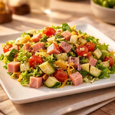 Chopped salad with ham
