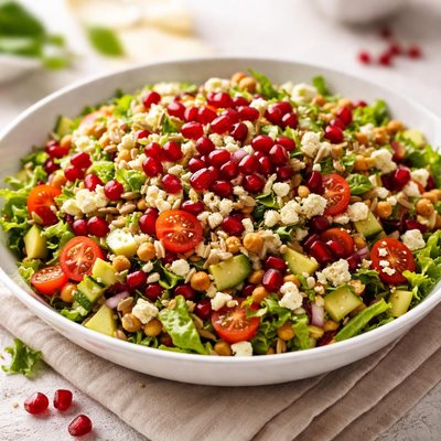Chopped salad with pomegranate seeds