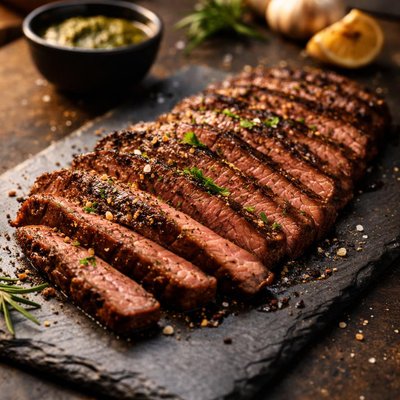 Chopped thin grill steak