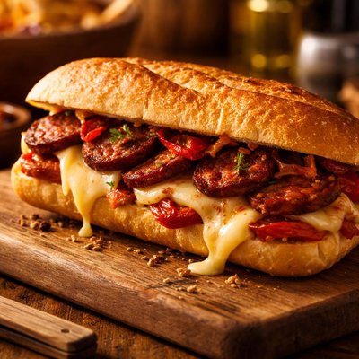 Chorizo and cheese sandwich