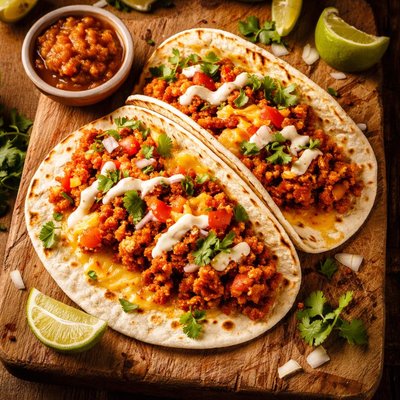 Chorizo and cheese soft taco