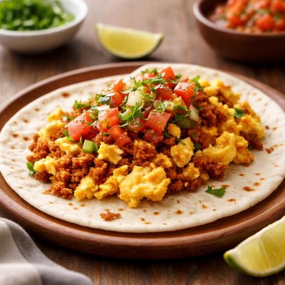 Chorizo and egg taco flour tortilla