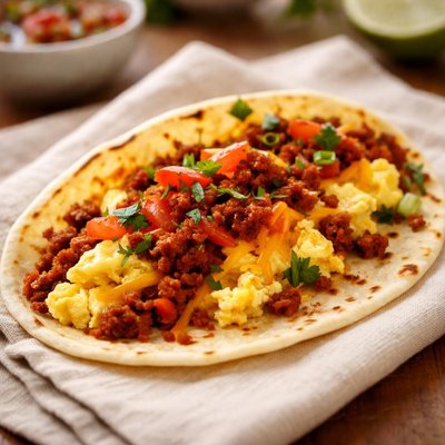 Chorizo egg and cheese breakfast taco