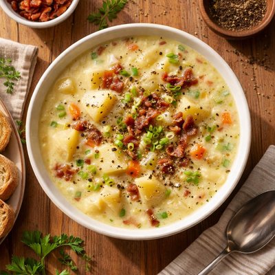 Chunky peppered potato soup