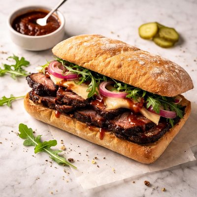 Ciabatta sandwhixh brisket