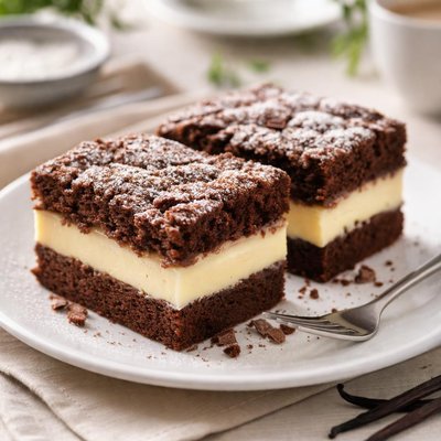 Ciasto czekoladowe z budyniem waniliowym