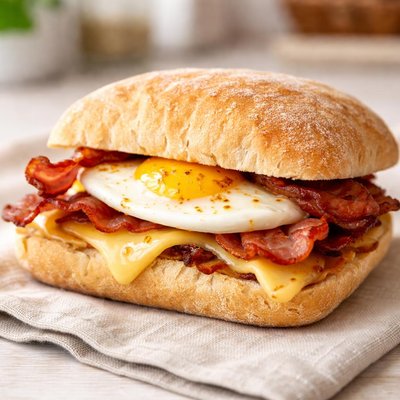 Cibatta egg bacon cheese