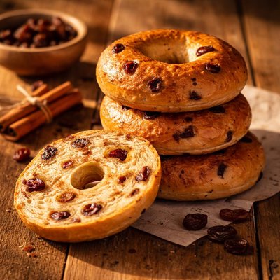 Cinnamon and raisin bagel