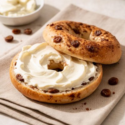 Cinnamon raisin bagel with cream cheese