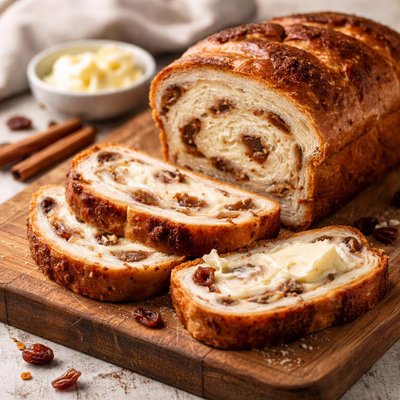 Cinnamon raisin bread with butter