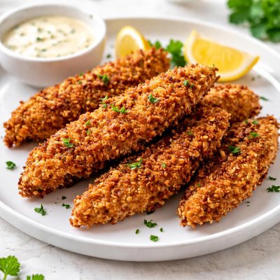Ckicken tenders breaded with grind pork