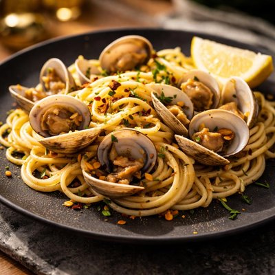 Clam sauce spaghetti