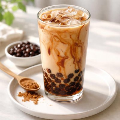 Classic milk tea with brown sugar boba