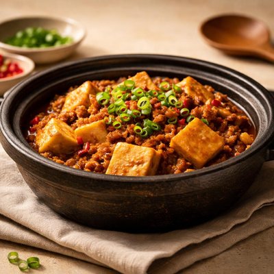 Claypot tofu with minced meat