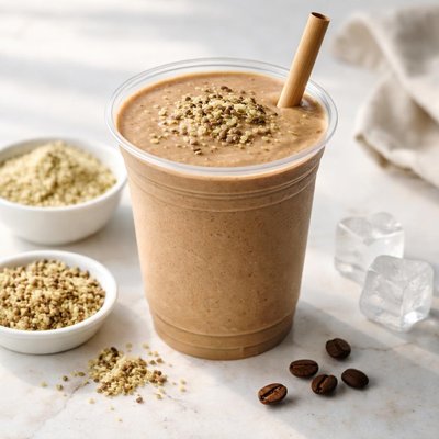 Clean juice coffe smootgie with hemp protein