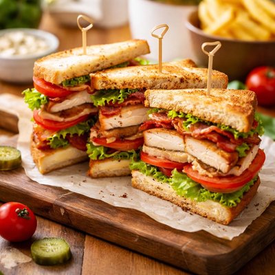 Club sandwich with chicken