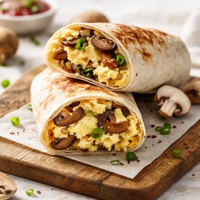 Coata scrambled egg and mishroom roll