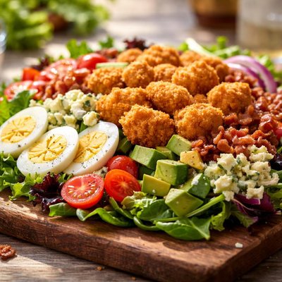 Cobb salad with nuggets