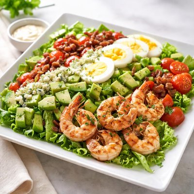 Cobb salad with prawns