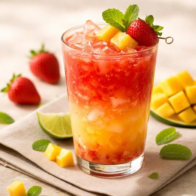 Cocktail strawberry with mango
