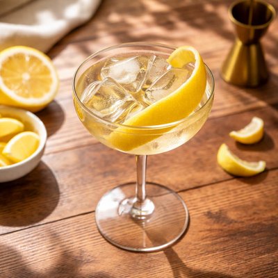 Cocktail with lemon peel