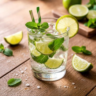 Cocktail with lime and mint