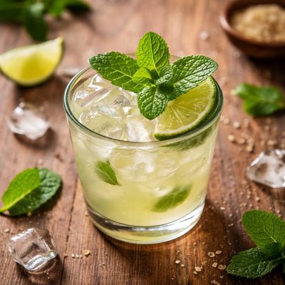 Cocktail with mint garnish