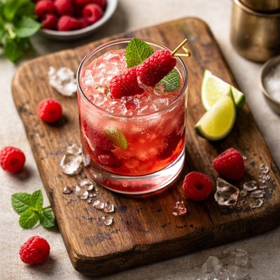 Cocktail with raspberry