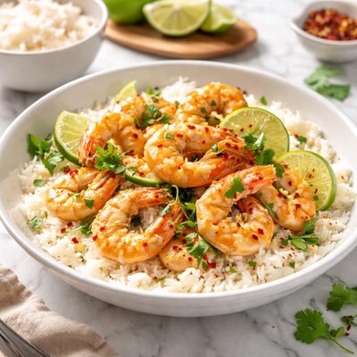 Coconut and lime king prawns