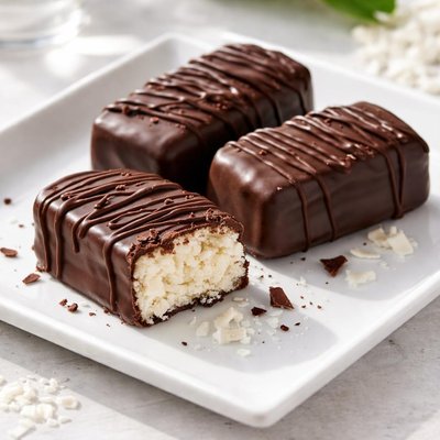 Coconut bar with dark chocolate